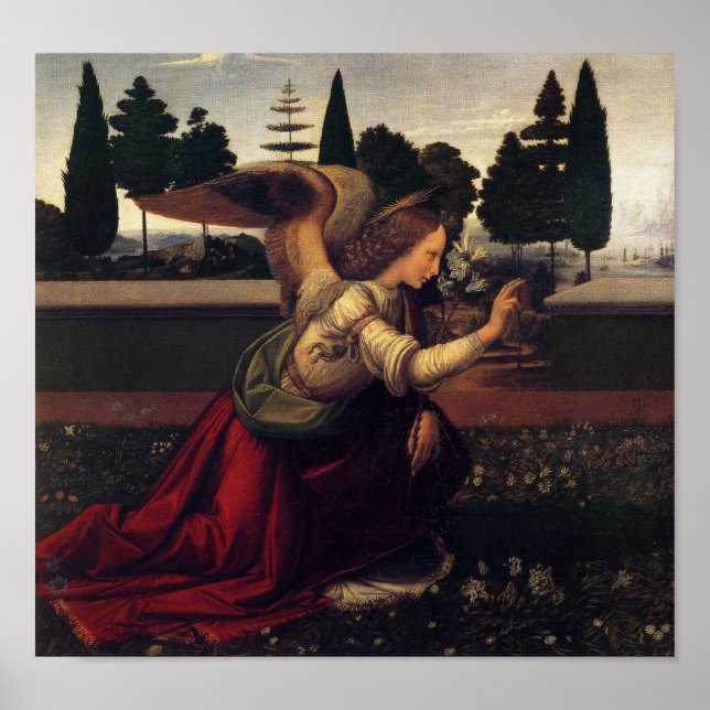 Poster Leonardo DaVinci Annonciation Angel imprimé (Devant)