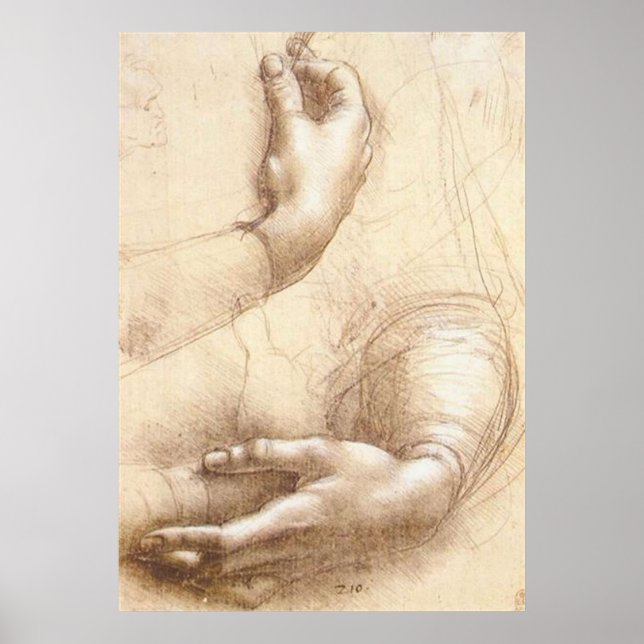 Poster LEONARDO Leonardo da Vinci HANDS Study of hands (Devant)