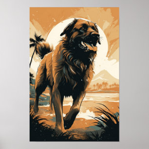 Poster Leonberger à la plage