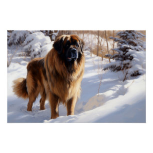 Poster Leonberger Qu'il neige Noël