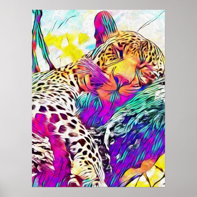 Poster léopard arc-en-ciel (Devant)