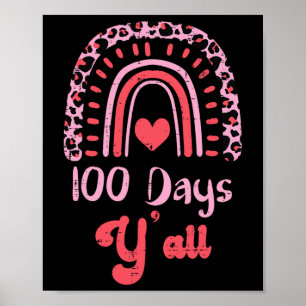 Poster Leopard Arc-en-ciel 100 Jours Yall 100e Jour Tea d