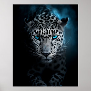 Poster Leopard aux yeux bleus