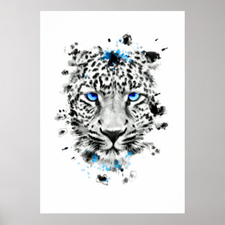 Poster Leopard aux yeux bleus