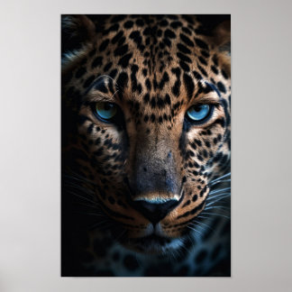 Poster Leopard bleu