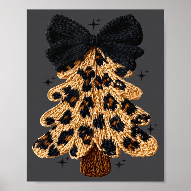 Poster Leopard Christmas Tree,christmas Coquette Bow Yarn (Devant)