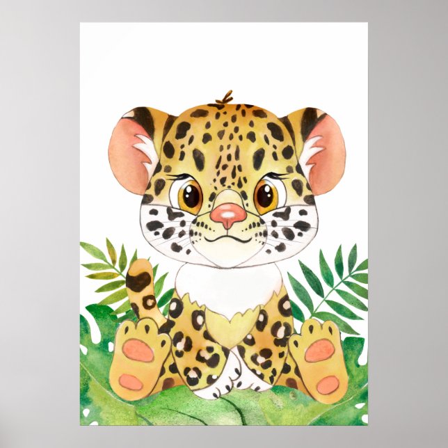 Poster Leopard Cub, Bébé Animal, Jungle Safari Animaux (Devant)