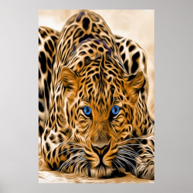 Poster Leopard des yeux bleus (Devant)