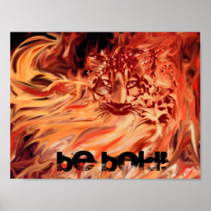 Poster, leopard in flames poster