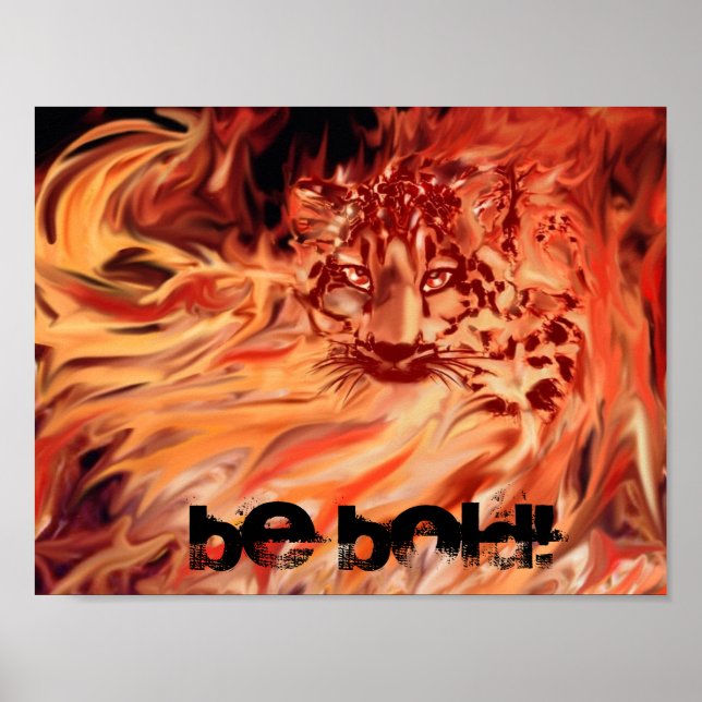 Poster, leopard in flames poster (Front)