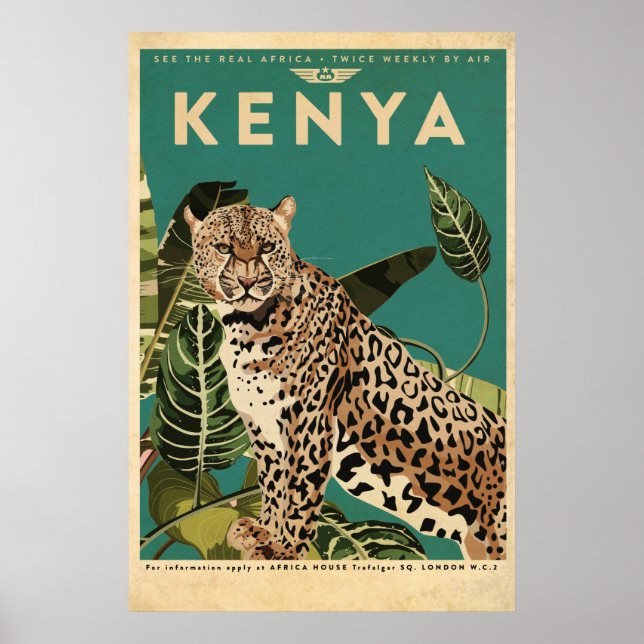 Poster Leopard Kenya Travel (Devant)