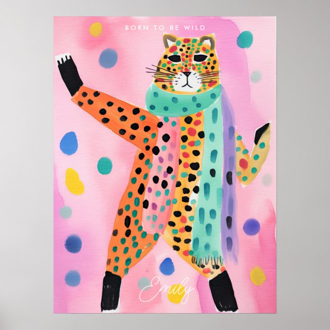 Poster léopard né pour être l'affiche de chambre d'enfant (Devant)