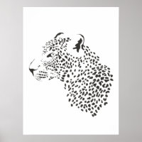 Poster Léopard Noir Et Blanc