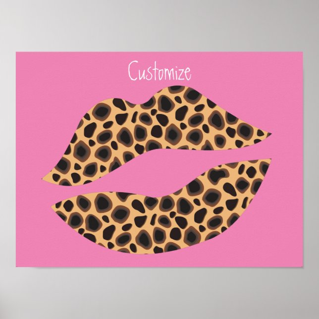 Poster Leopard Spots Lipstick Kiss (Devant)