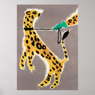 Poster Leopard sur une poitrine Vintage minimaliste art m