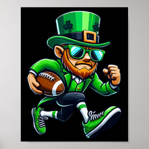 Poster Leprechaun Jouer Football Jour de la Saint Patrick