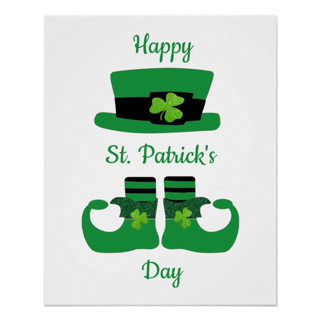 Poster Leprechaun St. Patrick's Day Green Black (Devant)