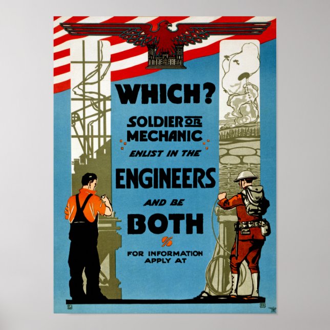 Poster Lequel ? Soldat ou mécanicien (Devant)