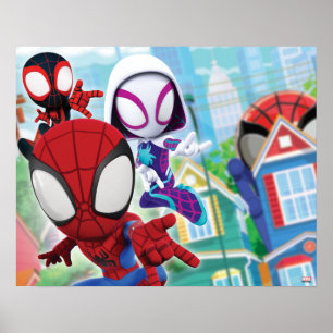 Poster L'équipe Spidey se balançant à travers la ville