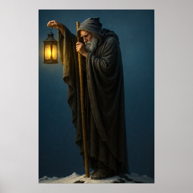 Poster L'ermite avec lanterne (Devant)