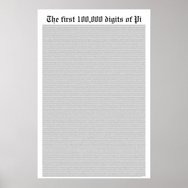 Poster Les 100 000 premiers chiffres de Pi (Devant)