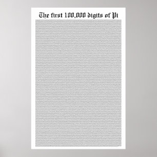 Poster Les 100 000 premiers chiffres de Pi