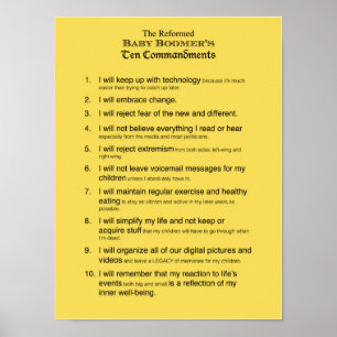 Poster Les 10 commandements du baby-boom réformé