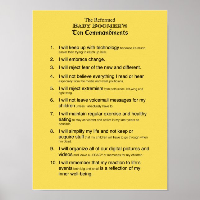 Poster Les 10 commandements du baby-boom réformé (Devant)
