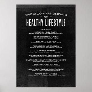 Poster Les 10 commandements d'un mode de vie sain