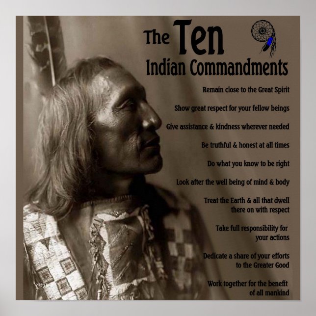 Poster Les 10 commandements indiens (Devant)