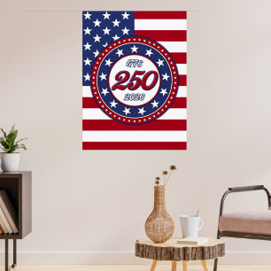Poster Les 250 ans d'Amérique avec le drapeau des États-U