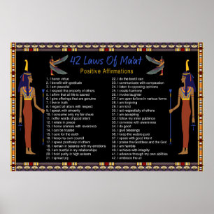 Poster Les 42 Lois De Maat - Affirmations Positives