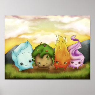 Poster Les 4 éléments