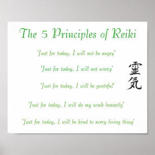 Poster Les 5 principes de l'affiche du Reiki