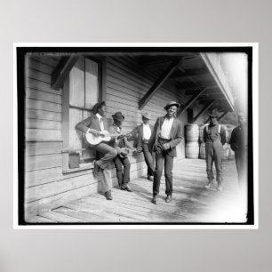 Poster Les Afro-Américains attendent le bateau c1902