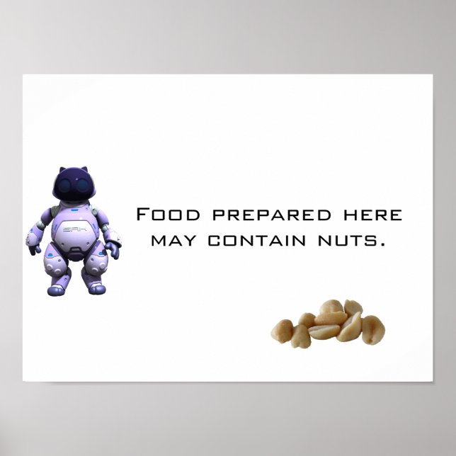 Poster Les aliments préparés ici peuvent contenir des noi (Devant)