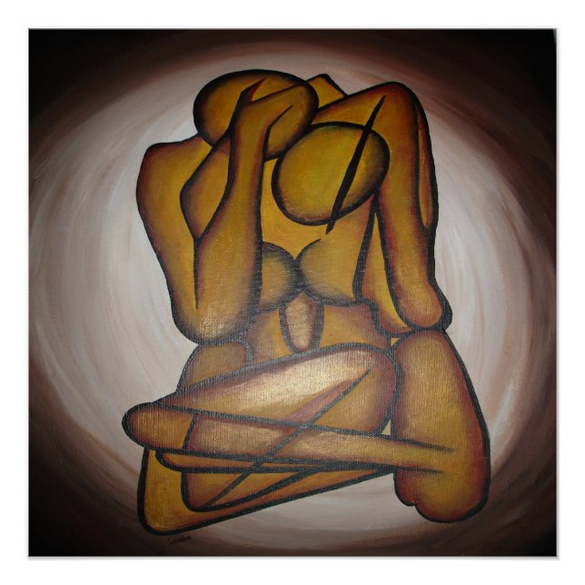 Poster Les Amateurs Abstraits Art Contemporain En Ocre Et (Devant)