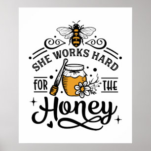 Poster les amateurs d'abeilles travaillent dur miel mot a