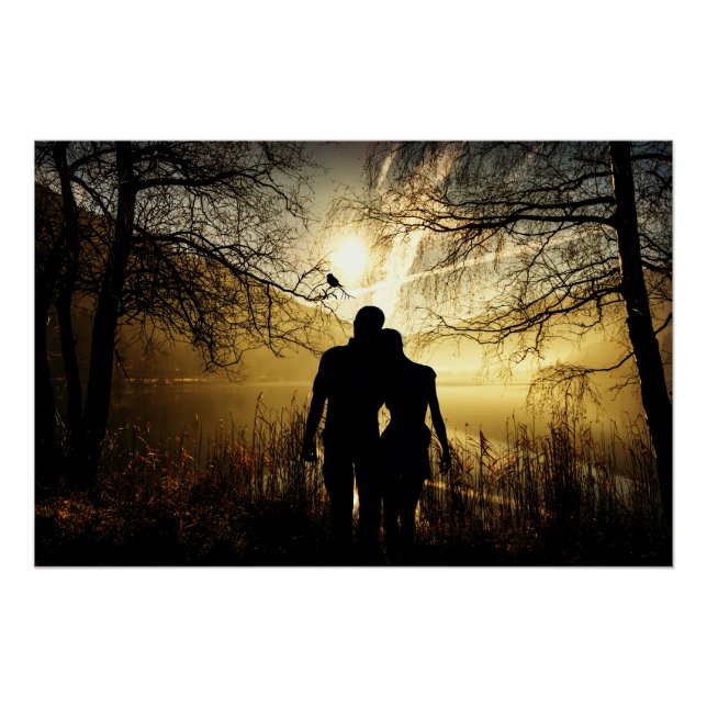Poster Les amateurs romantiques Silhouette au coucher du  (Devant)