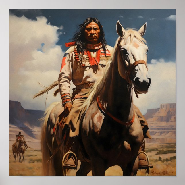 Poster Les amérindiens courageux à la recherche de la dis (Devant)