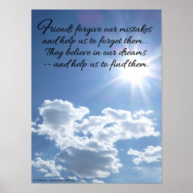 Poster Les amis pardonnent nos erreurs...Inspirationnel (Devant)