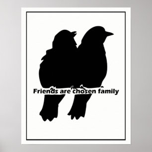Poster Les amis sont choisis Famille Deux oiseaux Silhoue