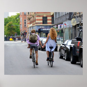 Poster Les amoureux de Copenhague sur les vélos