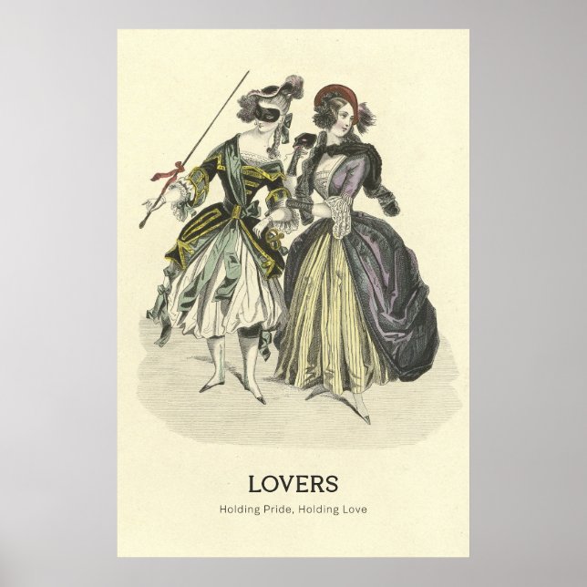 Poster Les amoureux lesbiennes au bal Masquerade (Devant)