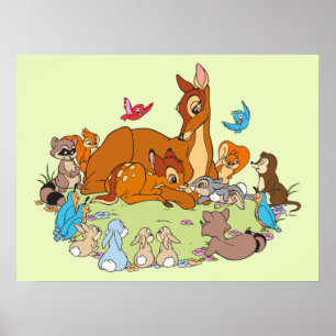 Poster Les animaux de forêt saluent le prince Bambi