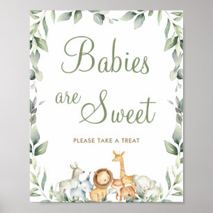 Poster Les animaux de la jungle Les bébés sont doux Trait