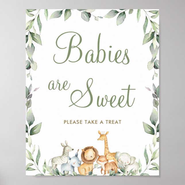 Poster Les animaux de la jungle Les bébés sont doux Trait (Devant)