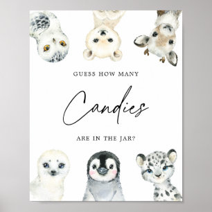 Poster Les animaux de l'Arctique devinent combien de bonb