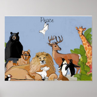 Poster Les animaux en paix