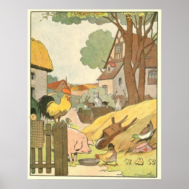 Poster Les animaux sur le livre d'histoire de la ferme (Devant)